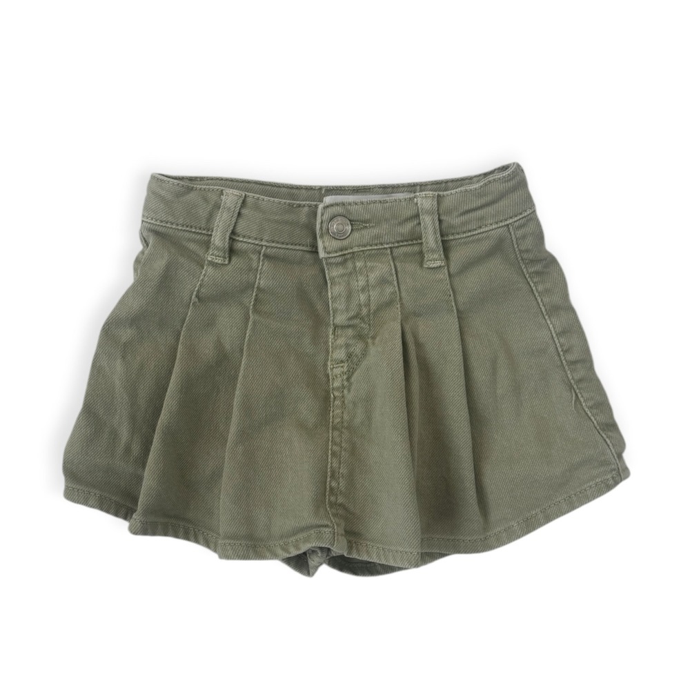Zara Kids Olive Green Pleated Denim Skort Adjustable Waist 18-24 Months 92cm